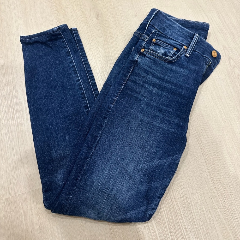 Mother High Waisted Looker Skinny Jeans in Teaming Up Size 24 Dark Wash